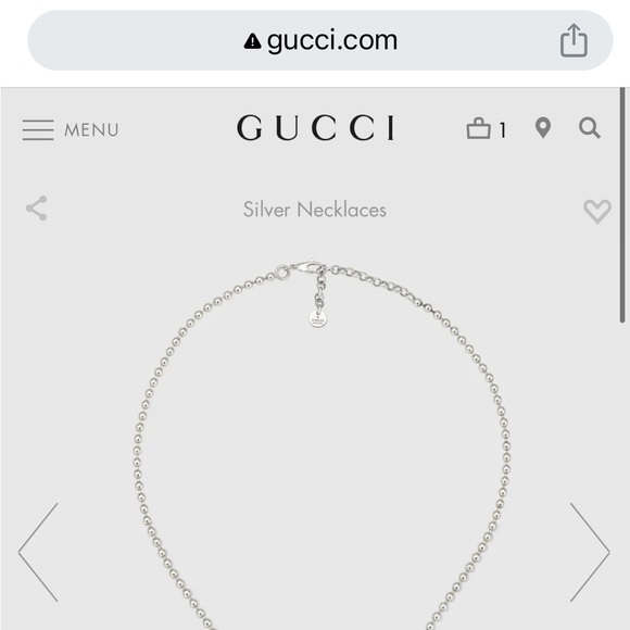 Gucci: Beaded Sterling Silver Interlocking GG Necklace - Picture 5 of 16